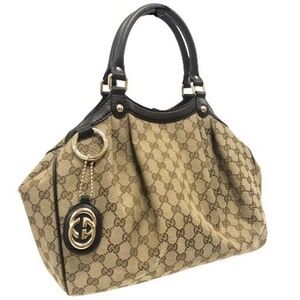 Gucci Sukey Tote Bag GG Canvas Handbag Beige Brown on